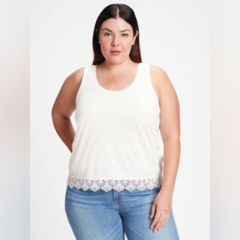 Blue Lace Trim Gap Tank Top